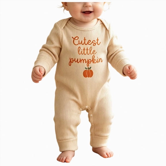 Ymyiu Infant Halloween Costume Toddler Infant Baby Girl Boy Halloween Outfit Pumpkin Sweatshirt Romper Sweater Clothes 3 6 Months(Beige, 3-6 Months)