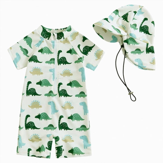 Ymyiu Infant Swimsuit Boy Upf 50 Boys One Piece Swimsuit Toddler Swimwear Rash Guard Suits Short Sleeve Zipper Bathing Suit UPF 50+ Beach Sunsuit 3-6 Months (Green,3-6 Months)