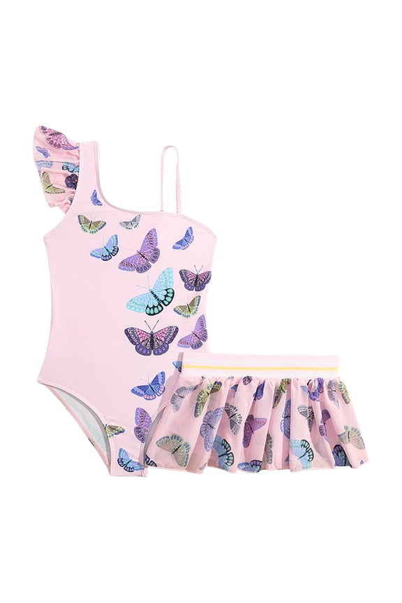 Infant Swimsuit Girl Girls Swimsuit One Piece Modest Girls Bathing Suit Adjustable Straps Padded Swimwear 4T 5T (Pink,4-5 Years)