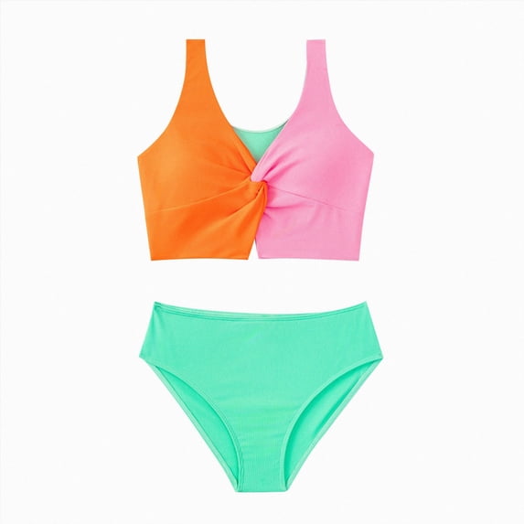 Ymyiu Infant Swimsuit Girls Two-Piece Bikini Swimsuit Set, UPF 50+ Sun Protection, Quick-Dry Bathing Suit Size 9-10 Years (Green,9-10 Years)