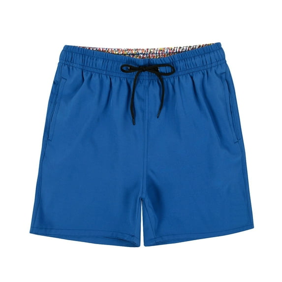 Ymyiu Kids Bathing Suits Boys Boys Swim Trunks with Compression Liner Vintage Swim Shorts Toddler Swimsuit Size 7-8 Years (Blue,7-8 Years)