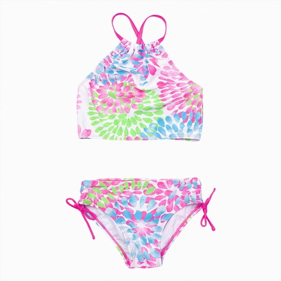 Ymyiu Kids Bathing Suits Girls Girls Two-Piece Bikini Swimsuit Set, UPF 50+ Sun Protection, Quick-Dry Bathing Suit Size 11-12 Years (Pink,11-12 Years)