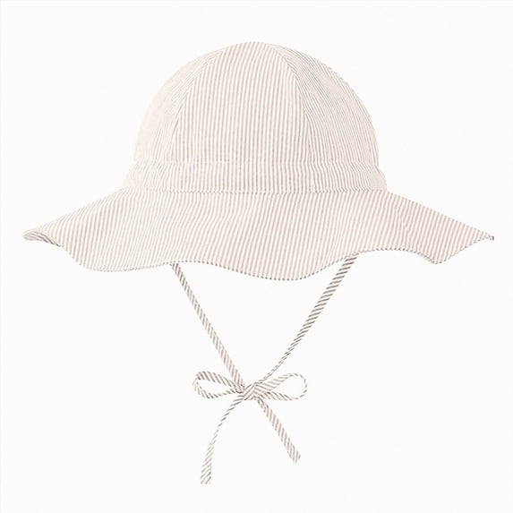 Ymyiu Kids Fishing Hat UPF 50+ Baby Sun Hat for Baby Girl Boy - Wide Brim Toddler Bucket Hat Adjustable Strap Infant Hats for Outdoor 6-12 Months(Beige, 6-12 Months)