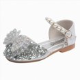 thumbnail image 1 of Ymyiu Kids Sandals Infant Baby Girls Summer Sandals with Flower Bowknot Soft Sole Dress Flats Newborn Walkers Dress Shoes Size 1.5 (Silver,Big Kids 1.5), 1 of 9