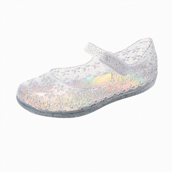 Ymyiu Little Girl Sandals Jelly Sandals for Girls Kids Princess Dress Up Flat Closed Toe Shoes Summer Casual Water Beach Flat Sandals Size 9 (White,Toddler 9)