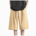 thumbnail image 1 of Ymyiu Men's Shorts Casual Men's Casual Shorts Drawstring Summer Beach Stretch Golf Shorts with Pockets Size L(Khaki, L), 1 of 9