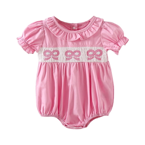 Ymyiu Newborn Girl Clothes Baby Outfit Newborn Girl Summer Clothes Short Sleeve Bodysuit Bodysuits 12 18 Months (Pink,12-18 Months)