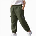 thumbnail image 1 of Ymyiu Pants for Boys Boys Cargo Pants - Elastic Waist Fashion Straight Leg Kids Joggers 6-12 Months (Green,6-12 Months), 1 of 5