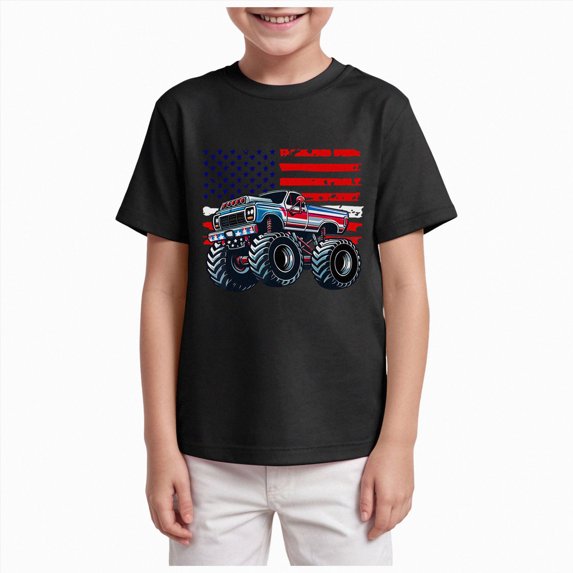 Ymyiu Patriotic Shirts for Boys Boys Memorial Day Shirt for Girls Kids Patriotic T-Shirts Toddler Tops American Flag Tee Short Sleeve 11-12T, Black