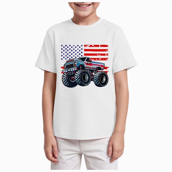 Ymyiu Patriotic Shirts for Boys Boys Memorial Day Shirt for Girls Kids Patriotic T-Shirts Toddler Tops American Flag Tee Short Sleeve 5-6T, White