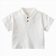 thumbnail image 1 of Ymyiu Polo Shirt for Boys Boys Tops Toddler Baby Boys Short Sleeve Polo T-Shirt Cute Tops Button Baby Boy Clothes Shacket 18-24 Months(White, 18-24 Months), 1 of 9