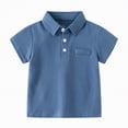 thumbnail image 1 of Ymyiu Polo Shirt for Boys Kids Toddler Kids School Uniform Short Sleeve Polo Shirts Button Closure Boys Collared Golf Polo Cute 2T 3T(Sky Blue, 2-3 Years), 1 of 4