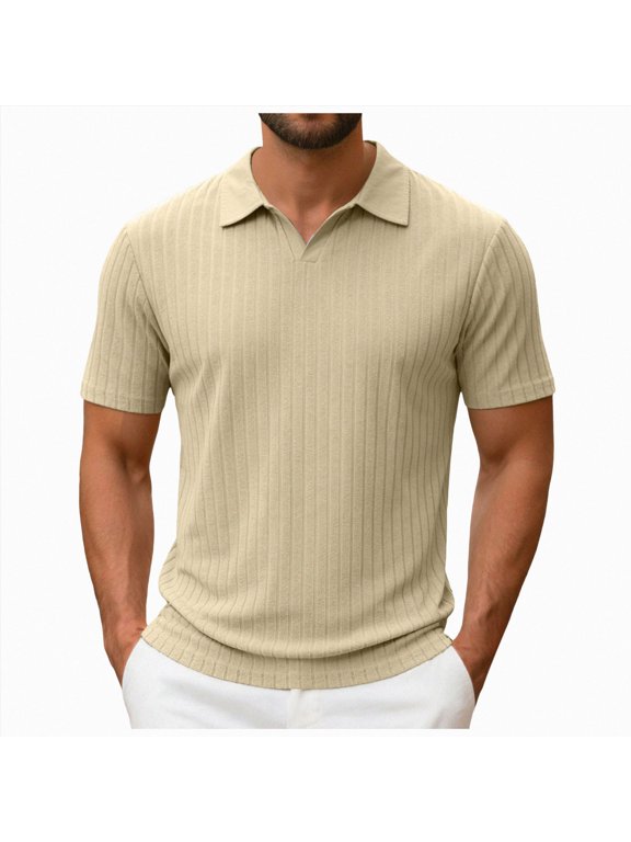 Polo Shirt Men Mens Polo Shirts Short Sleeve Golf Shirt Dry Fit Athletic T-Shirt Moisture Wicking Top Size XL(Khaki, XL)