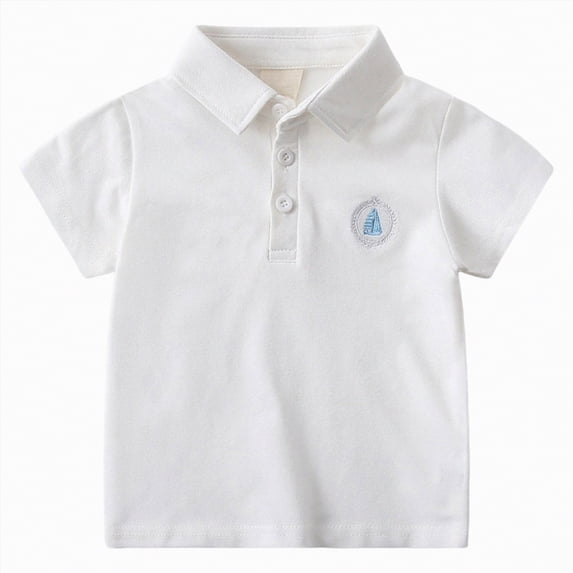 Ymyiu Polo Shirt for Boys Short Sleeve Boys Polo Short Sleeve Golf Stripe Shirt for Active Casual 4T 5T(White, 4-5 Years)