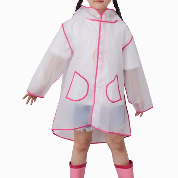 Ymyiu Rain Jacket for Girls Boys Girls Lightweight Breathable Raincoat Waterproof Hooded Rain Jacket Windbreaker Easy to Fold 2T 4T(Pink, 2-4 Years)