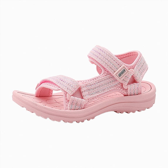 Ymyiu Sandals Toddler Kids Sandals Waterproof Adjustable Back Band Outdoor Slide Sandal Open Toe Size 2.5(Pink, Big Kids 2.5)