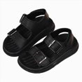 thumbnail image 1 of Ymyiu Sandals for Boys Boys and Girls Lightweight Dual-Adjustable Sandal Buckles with Hook and Loop Heel Closure Size 5(Black, Toddler 5), 1 of 5