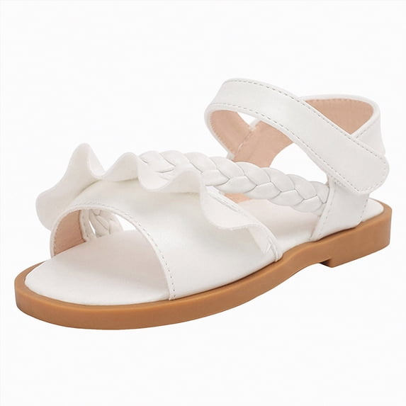 Ymyiu Sandals for Girls Girls Sandals Kids Strap Flat Sandals Open Toe Summer Casual Shoes for Girls Size 12 (White,Little Kids 12)