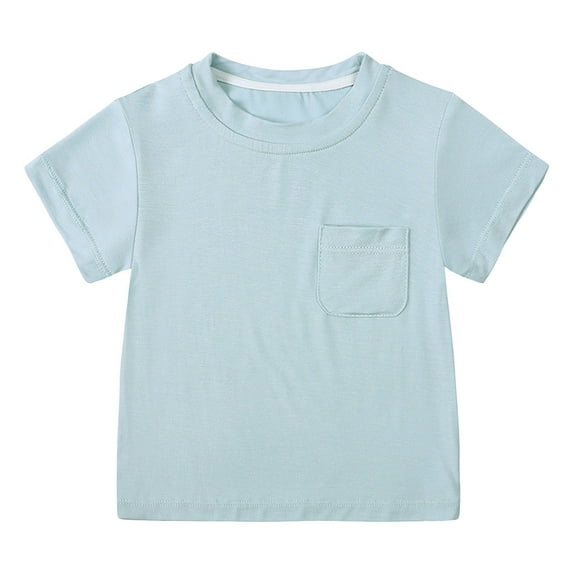 Ymyiu Shirt Kids Boys Tshirt Kids Blank Vintage Shirt Summer Unisex Basic Plain T Shirt Tops 9-12 Months,(Blue 9-12 Months)