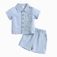 thumbnail image 1 of Ymyiu Shirts for Girls Toddler Girl Summer Clothes 2 Piece Loose Strap Tank Top and Short Set Kids Clothing Sets with Pockets 5T 6T(Blue, 5-6 Years), 1 of 6