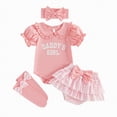 thumbnail image 1 of Ymyiu Spring Baby Girl Clothes Baby Girl Clothes Newborn Baby Girl Romper Ruffle Short Sleeve Cute Cartoon Jeans Skirt Outfit Set 0 3 Months (Red,0-3 Months), 1 of 6