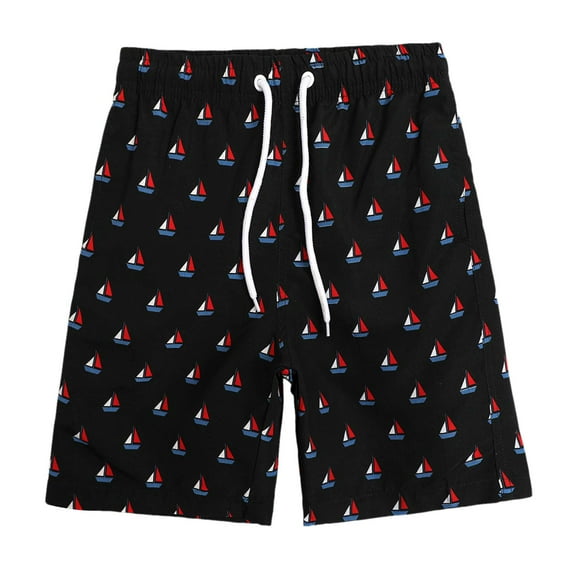 Ymyiu Swim Shorts Boys Little Boys Quick Dry Beach Board Shorts Kids Swim Trunk Swimsuit Beach Shorts Swim Trunk for Boys Size 8-9 Years (Black,8-9 Years)