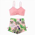 thumbnail image 1 of Ymyiu Swim Shorts Girls Girls Sun Protection One Shoulder Ruffle Tankini Two Piece Swimsuit Size 11-12 Years (Pink,11-12 Years), 1 of 4