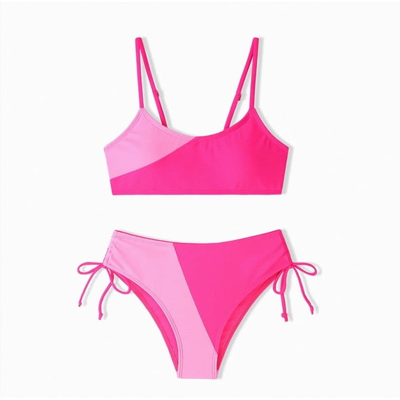 Ymyiu Swim Suits for Teens Girls Girls Two Piece Tankini Swimsuits Hawaiian Ruffle Bathing Suit Summer Beach Swimwear Set Size 9-10 Years (Hot Pink,9-10 Years)
