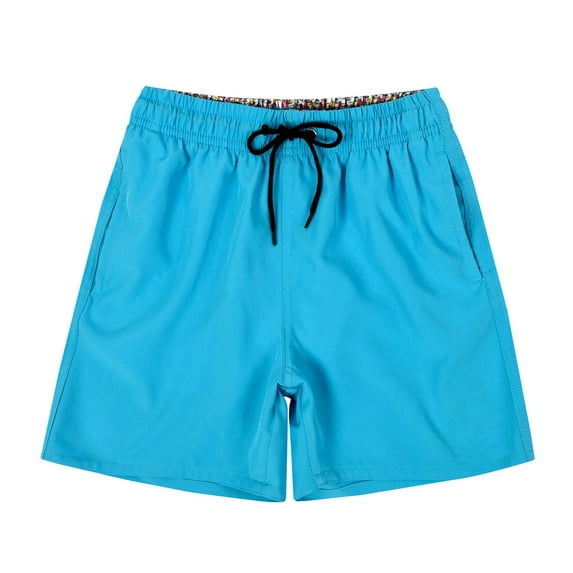 Ymyiu Swim Trunks Kids Boys Swim Trunks with Compression Liner Boys Stretch Swim Shorts Quick Dry Beach Shorts Size 9-10 Years (Sky Blue,9-10 Years)