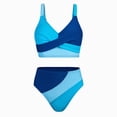 thumbnail image 1 of Ymyiu Swimsuit for Girls Girls 2 Piece Swimsuit Ruched Ruffle Trim Bikini Sets Adjustable Straps Bathing Suit for Teen Girls Size 11-12 Years (Blue,11-12 Years), 1 of 4
