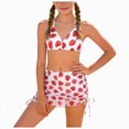 thumbnail image 1 of Ymyiu Swimsuits for Teen Girls 3 Piece Girls Ruffles Swimsuits Bikini Bathing Suit with Mesh Cover Ups Skirt Size 8-9 Years (Red,8-9 Years), 1 of 9