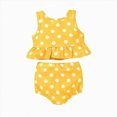 thumbnail image 1 of Ymyiu Toddler 2 Piece Swimsuit Girls Girls Tankini Swimsuit Two Piece Bathing Suits Set Straps with Ruffled Hem Summer Bikini Swimwear 3T 4T (Yellow,3-4 Years), 1 of 4