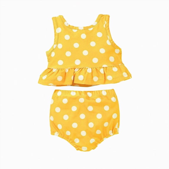 Ymyiu Toddler 2 Piece Swimsuit Girls Girls Tankini Swimsuit Two Piece Bathing Suits Set Straps with Ruffled Hem Summer Bikini Swimwear 3T 4T (Yellow,3-4 Years)