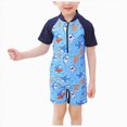 thumbnail image 1 of Ymyiu Toddler Boy Bathing Suit Boys' Swimwear One Pieces Zipper Toddler Sun Protection Short Sleeve Size 7-8 Years (Blue,7-8 Years), 1 of 8