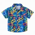 thumbnail image 1 of Ymyiu Toddler Boy Button Down Shirt Short Sleeve Baby Boy Clothes Toddler Boys Button Down Shirts Short Sleeve T-Shirt Toddler Tops Summer 2T 3T(Blue, 2-3 Years), 1 of 1