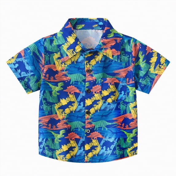 Ymyiu Toddler Boy Button Down Shirt Short Sleeve Baby Boy Clothes Toddler Boys Button Down Shirts Short Sleeve T-Shirt Toddler Tops Summer 2T 3T(Blue, 2-3 Years)
