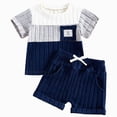 thumbnail image 1 of Ymyiu Toddler Boy Outfits Summer Toddler Baby Boy Clothes Summer Outfit Tee Shirts T-Shirt + Shorts Set 12-18 Months (Blue,12-18 Months), 1 of 7