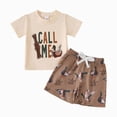thumbnail image 1 of Ymyiu Toddler Boy Outfits Summer Toddler Baby Boy Summer Outfit Short Sleeve Hooded Top Casual Shorts Set Infant Newborn Clothes 2T 3T (Khaki,2-3 Years), 1 of 8