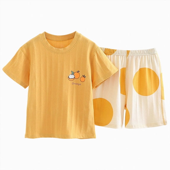 Ymyiu Toddler Boy Pajamas Summer Baby-Boys and Toddler Snug Fit Cotton Short Sleeve Top and Shorts 2-Piece Pajama Set Size 15-16 Years (Yellow,15-16 Years)