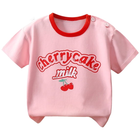 Ymyiu Toddler Boy Shirt Toddler Little Boy Summer Clothes Funny Letter Short Sleeve Tshirt Tops Boy Summer Tee Top 6-8 Months,(Pink 6-8 Months)