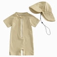 thumbnail image 1 of Ymyiu Toddler Boy Swimsuit Bright Set Toddler Boys Swimsuits One Piece Rash Guard Swimwear Zipper Bathing Suit UPF50+ with Hat Swimsuit Set 12-24 Months (Yellow,12-24 Months), 1 of 7