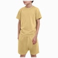 thumbnail image 1 of Ymyiu Toddler Boys Pajamas Baby Boys' Snug Fit Cotton Short Sleeve Top and Pants 2 Piece Pajama Set 3T 4T (Yellow,3-4 Years), 1 of 5