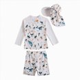 thumbnail image 1 of Ymyiu Toddler Boys Swim Set Baby Boys Swimsuit Long Sleeve Swimwear Baby Boy Swim Trunk with Hat Set 3-Piece Toddler Bathing Suit 6-12 Months (Beige,6-12 Months), 1 of 5