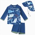 thumbnail image 1 of Ymyiu Toddler Boys Swim Trunks Baby Toddler Boys Swim Set 2 Piece Swim Trunks and Boys Short Sleeve Kids Swimwear 3T 4T (Blue,3-4 Years), 1 of 6