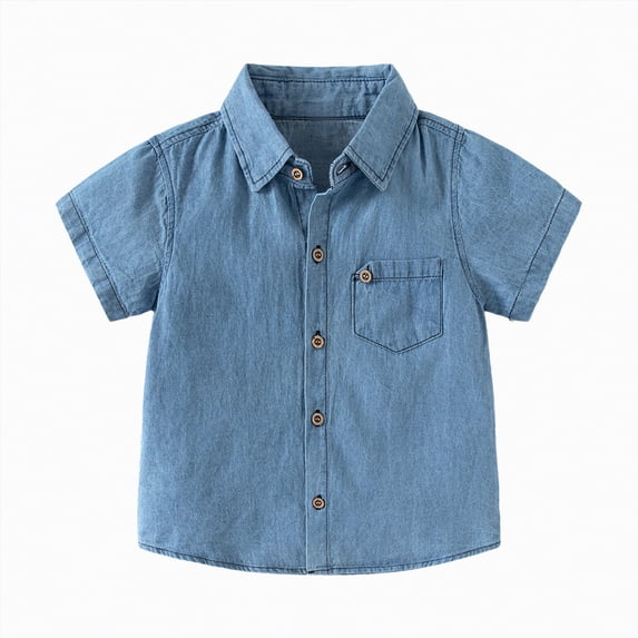 Ymyiu Toddler Button Down Shirt Short Sleeve Boys Hawaiian Shirt Short Sleeve Casual Button Down Beach Shirt Kids Summer Hawaii Shirts 3T 4T(Light Blue, 3-4 Years)