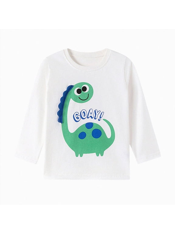 Toddler Clothes for Boys Long Sleeve T-ShirtsTees for Baby, Toddler Girls, Boys, Unisex, Machine Washable, Made To Match Colors 5T(White, 5 Years)