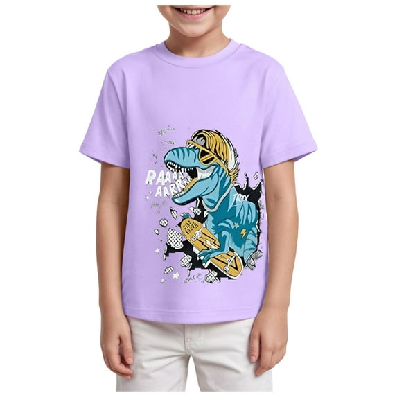 Ymyiu Toddler Clothes Toddler Baby Boy T-Shirt Graphic Tees Short Sleeve Kids Gift Tops Size 7-8 Years,(Light Purple 7-8 Years)