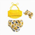 thumbnail image 1 of Ymyiu Toddler Girl Bathing Suit Girls Swimsuits 3 Piece Bathing Suit Printed Criss Cross Bikini Set with Cover Up Skirt Beach Swimwear 12-18 Months (Yellow,12-18 Months), 1 of 6