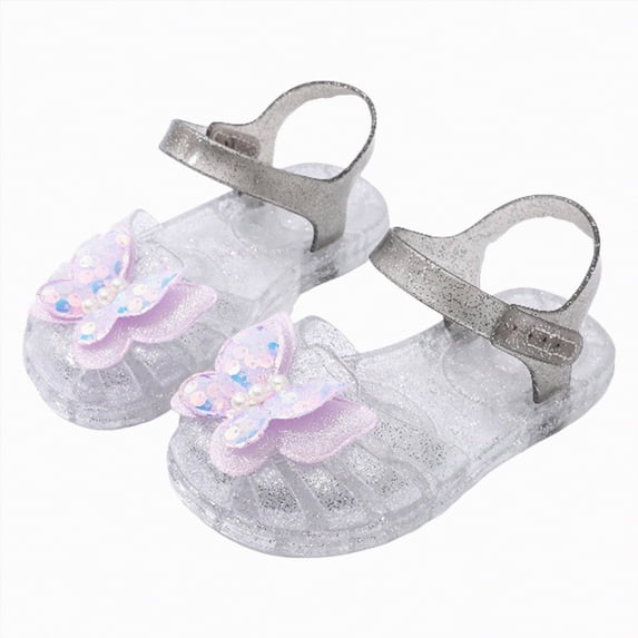 Ymyiu Toddler Girl Jelly Shoes Kids Girl Jelly Sandals Girls Shoes Big Girls Closed Toe Princess Shoes Kids Girls Summer Dress Shoes Beach Girls Shoes Flat Sandals Size 2 (White,Little kids 2)