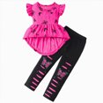 thumbnail image 1 of Ymyiu Toddler Girl Summer Outfits Girls 2 Piece Outfits Casual Drawstring Jogger Pants and Basic Short Sleeve Top Set 5T 6T(Hot Pink, 5-6 Years), 1 of 9